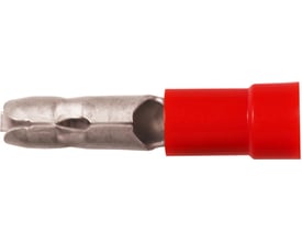 Nærbillede af Elpress forlængerstik i rød PC plast, viser den indvendige ende af messinglederen til 0,5-1,5mm².