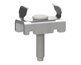 Lauritz Knudsen T-Bolt 26U, M10 x 40mm, FZV. Varmgalvaniseret stål bolt med skinneklemme og hvid centrering.