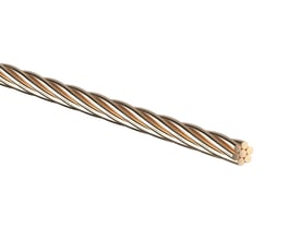 Blankt NKT-kobberkabel på 35 mm² med sammensnoede tråde og synlig, rund kabelende.