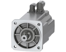 Siemens SIMOTICS S-1FK2 CT servomotor med 6,5 Nm moment og 1,71 kW effekt, vist med frontflange og aksel på hvid baggrund.