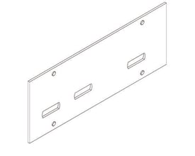 Eaton Tabula iso-skærmplade q-box 1, model 220E3091, vist i teknisk tegning fra skrå vinkel med huller til montering.