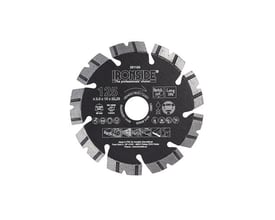 Ironside universal diamantklinge på 125 mm set forfra med sort skive, sølvfarvede segmenter og centralt hul.