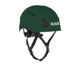 Kask Zenith X Max Air sikkerhedshjelm i British Green med sort indvendig rem og hagerem, til hovedstørrelser på 60-66 cm.
