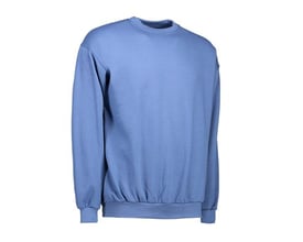 ID Identity GAME sweatshirt i indigo, størrelse M, med rund hals, ribkant ved ærmer og bund, og en blød børstet inderside.