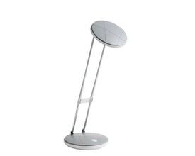 Bordlampe A5 fra Nielsen Light i grå, vist med tændt lys fra integreret LED, 3000K.