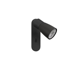Tættere på SLV PURI CW væg- og loftlampen i sort, der viser GU10 fatningen og den klare lampeglasdetalje.