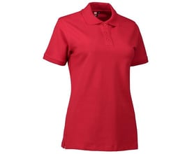 Rød ID Identity poloshirt til damer i str. XL, fremstillet i piqué med stretch og med tre tone i tone knapper.
