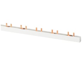 Siemens PIN samleskinne, 4-faset, 10mm², 52 MW, med grå isolering og synlige kobberstifter.