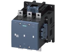 Siemens SIRIUS 3RT12 vakuumkontaktor 400A, 400V, 3-polet, med tydelig mærkning af L1, L2, L3 og T1, T2, T3 tilslutninger.