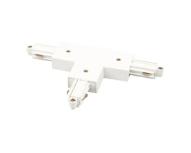 Scan Products Mita 1F T-kobling i hvid plast med 35mm bredde og 18mm højde, designet til skinnesystemer.