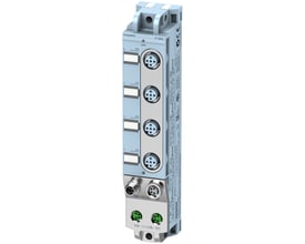 Siemens Simatic ET 200AL AI 4XU/I/RTD IP67 analog inputmodul med 4 M12 stik og diagnosefunktion.