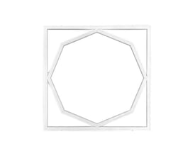 Hvidt V-TAC 60x60 LED-panel med markant ottekantet lysramme og borderline-design, 72 W og 6500 K.