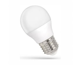 SpectrumLED G45 LED-pære med hvid, rund skærm og E27-skruefatning, 1 W og varm hvidt lys på 3000 K.