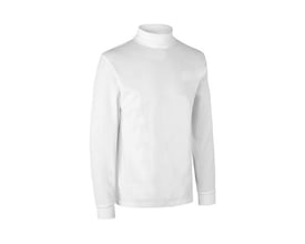 ID Identity hvid t-shirt i størrelse S med rullekrave og lange ærmer med ribkant. Fremvises isoleret på hvid baggrund.