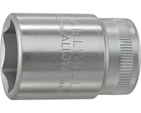 Detaljeret billede af Stahlwille 10 mm topnøgle med 1/2" tilslutning, viser den 6-kantede fatning og forkromede overflade.