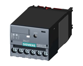 Siemens AS-i-funktionsmodul 3RA2712-1AA00 set skråt forfra med gråt frontpanel og skruetilslutninger.