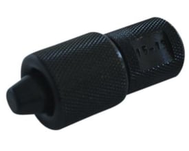 Georg Fischer kalibreringsværktøj til 18 mm kobberrør, viser det sorte, riflede værktøj med en spidsende og en justeringsring.