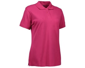 ID Identity polo dame stretch i cerise, str. 2XL. Klassisk pique med tone i tone-knapper og let figursyet pasform.