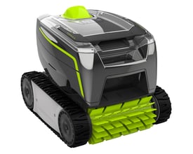 Swim & Fun Zodiac Robot GT3220 poolrobot præsenteret isoleret på hvid baggrund, med tydeligt synlige grønne børster og larvefødder.