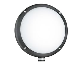 Steinel L 330 LED udendørs armatur i antracit, med en rund, hvid lyskilde og indbygget sensor.
