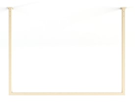 Metallbude Rubi lofthængt tøjstativ, firkantet, 60x60 cm, i beige metal, vist på hvid baggrund.