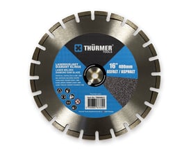 Thürmer diamantklinge til asfalt med sølvfarvet, segmenteret skærekant og blå mærkat, 400/25,4 mm.