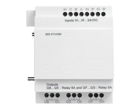 Schneider Electric Zelio udvidelsesmodul med 14 I/U, 24VDC forsyning, identificeret som SR3 XT141BD.