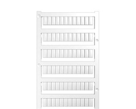 Weidmüller Klemmemærke MF 12/5 MC, 12x5mm, hvidt polyamid (PA) på en liste, klar til print.