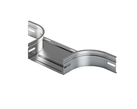 Legrand T-afgrening P31 60x150 mm, galvaniseret, viser den buede form med monteringshuller på en hvid baggrund.