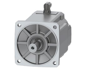 Siemens Simotics S-1FK2 CT servomotor med en monteringsflange og en synlig aksel med en fjernnøgle. Motoren har en grå metalfinish og en vinkelkobling på toppen.