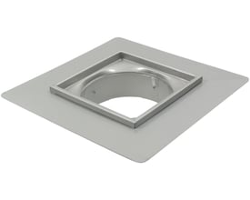 Blücher syrefast overdel til lav-gulv, 300x300 mm ramme i rustfrit stål med firkantet åbning til beton og fliser.