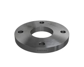 Indura stålflange med 76,1 mm diameter og 4 bolthuller, PN10/16, med synligt Indura logo.