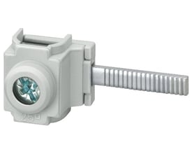 Siemens SENTRON 5ST3 tilslutningsklemme til 25mm² skinnemontering, vist fra siden med stik og fastgørelseselement.