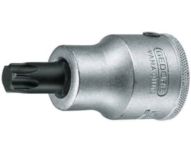 Gedore Torx T60 top 3/4" med indre firkantsdrev, kromfinish og praktisk skridsikker knurling for godt greb.