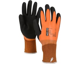 Detaljeret visning af Boisen Safety Flexible Supreme 1611 handske i størrelse 10 med logo og certificeringer tydeligt vist.