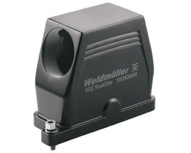 Weidmüller stikhus HDC IP68 16B TSS M32 i sort aluminium med skrue samling og tydeligt mærke.