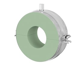 Flamco CC30 isoleret rørbøjle med PIR-isolering til 42 mm rør og M8/M10 ophæng.
