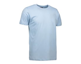 ID Identity Yes T-shirt i lys blå med rund hals og korte ærmer, vist på en hvid baggrund i størrelse 3XL.