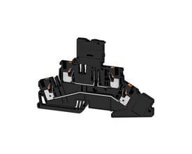 Weidmüller Push IN sikringsklemme til 4mm² ledere, sort, med fortinnet kobber og aftagelig sikringsholder.