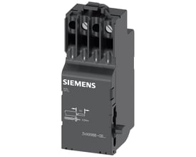 Siemens spændingsudløser STL til 3VA afbrydere, med tydelig Siemens logo og tekniske specifikationer på enheden.