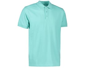 ID Identity klassisk mintgrøn polo i størrelse L, fremstillet i piquékvalitet med stretch og tre tone i tone-knapper.