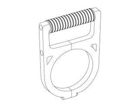 FLAIR sidehåndtag til HTC 1200, 1500 og 2500 gulvrensemaskiner, vist som en teknisk tegning med ergonomisk greb.