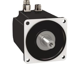 Schneider Electric BMH servomotor med 10,3 Nm og 2640W, vist med monteringflange og aksel foran, uden bremse.