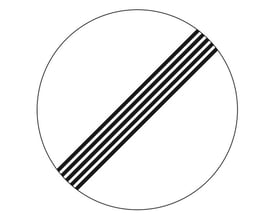 Forbudstavle C59, ophør af forbud, visuelt identisk med det første billede, symboliserer afslutning på et trafikal forbud.