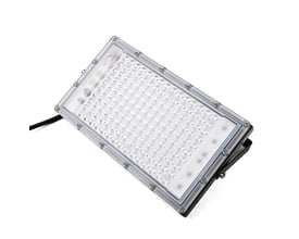 Sort UV 395 nm LED-projektør på 45 W set skråt forfra med den tætte række af LED-linser synlig.