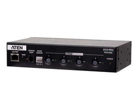 Aten eco PDU PE4104G med fire C13 udtag og individuelle relæ-kontakter til serverrack montering.