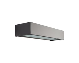 SG Armaturen Edge Direct vægarmatur i grafitfarvet aluminium med en lysåbning i bunden, vist isoleret på hvid baggrund.