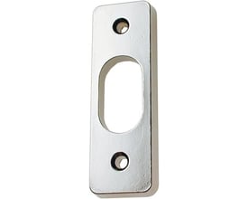 Assa Abloy cylinderring med 8 mm indvendig diameter og ZN.KR-finish, vist som en sølvfarvet plade med oval åbning og to skruehuller.