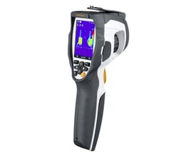 Laserliner Thermocamera connect termisk kamera viser temperaturmålinger på skærmen, herunder varmt og koldt punkt.