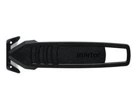 Martor Secumax 145 sikkerhedskniv med sort, glasfiberforstærket plastgreb og synligt metalblad.